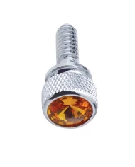(14/CARD) CHROME PETERBILT DASH SCREWS W/ DIAMOND - AMBER (14/CARD) CHROME PETERBILT DASH SCREWS W/ DIAMOND - AMBER