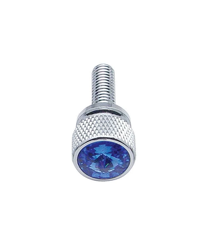(12/CARD) CHROME KENWORTH DASH SHORT SCREWS W/ DIAMOND - BLUE (12/CARD) CHROME KENWORTH DASH SHORT SCREWS W/ DIAMOND - BLUE