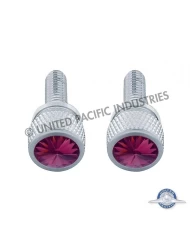 (2/CARD) CHROME KENWORTH DASH SHORT SCREWS W/ DIAMOND - PURPLE (2/CARD) CHROME KENWORTH DASH SHORT SCREWS W/ DIAMOND - PURPLE
