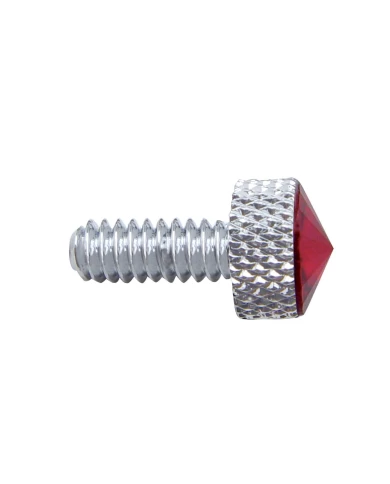 (12/CARD) CHROME KENWORTH DASH SHORT SCREWS W/ DIAMOND - RED (12/CARD) CHROME KENWORTH DASH SHORT SCREWS W/ DIAMOND - RED