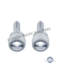 (2/CARD) CHROME KENWORTH DASH SHORT SCREWS W/ DIAMOND - CLEAR (2/CARD) CHROME KENWORTH DASH SHORT SCREWS W/ DIAMOND - CLEAR