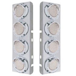 UP33617-SS Front Air Cleaner Bracket With 8X 9 LED 2" Lights & Visors For Peterbilt-Amber LED/Clear Lens