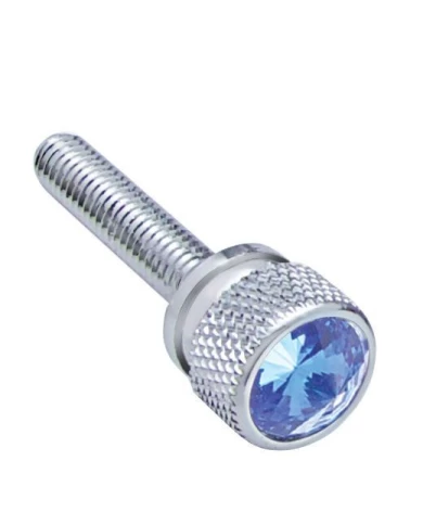 (BULK) CHROME KENWORTH DASH LONG SCREWS W/ DIAMOND - BLUE (BULK) CHROME KENWORTH DASH LONG SCREWS W/ DIAMOND - BLUE