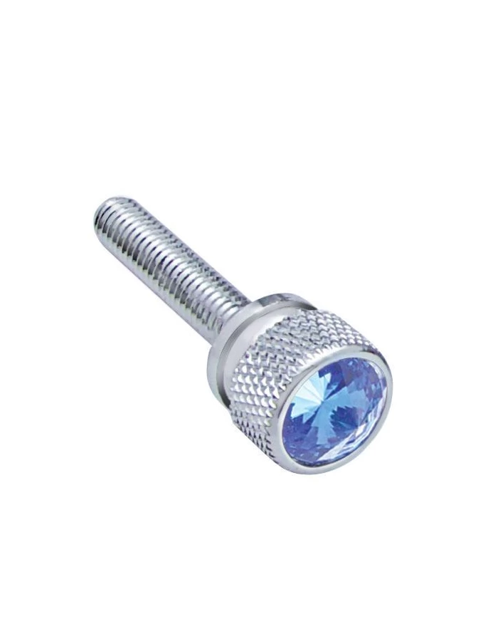 (BULK) CHROME KENWORTH DASH LONG SCREWS W/ DIAMOND - BLUE (BULK) CHROME KENWORTH DASH LONG SCREWS W/ DIAMOND - BLUE