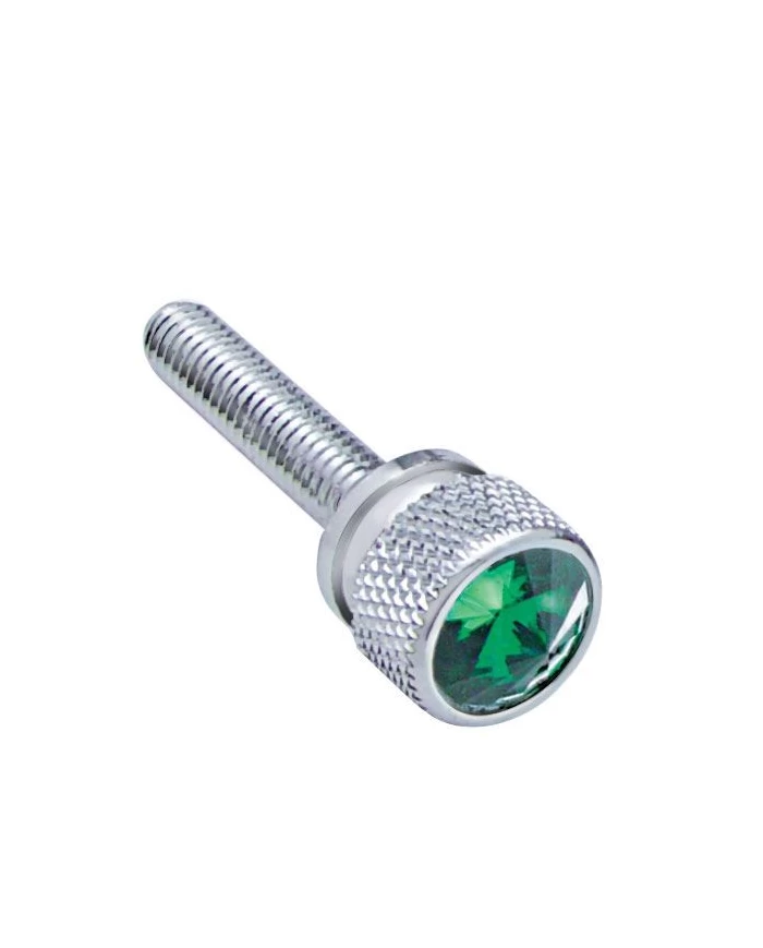 (12/CARD) CHROME KENWORTH DASH LONG SCREWS W/ DIAMOND - GREEN