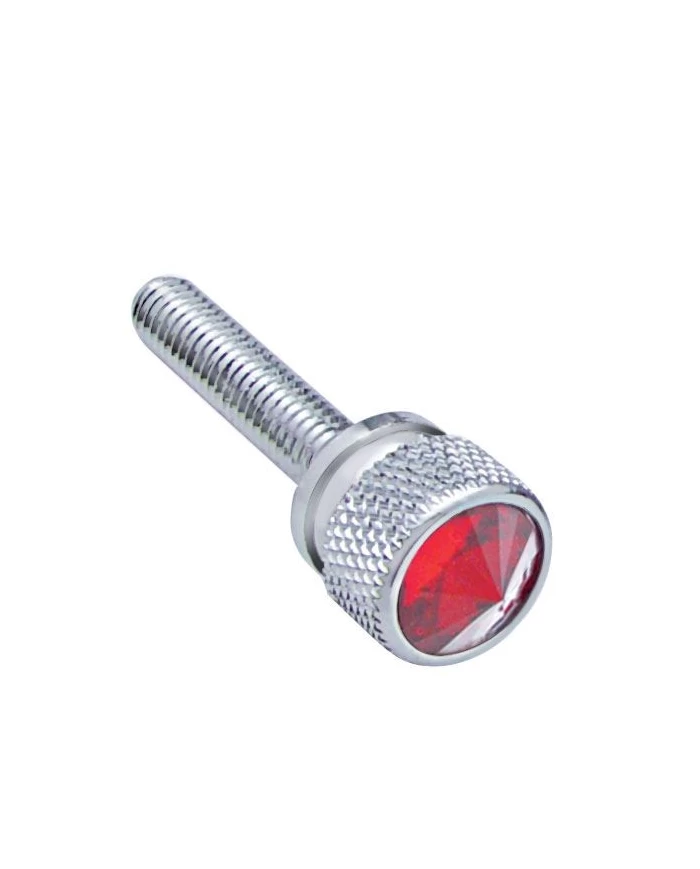 (12/CARD) CHROME KENWORTH DASH LONG SCREWS W/ DIAMOND - RED