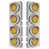 UP33618-SS Front Air Cleaner Bracket With 8X 9 LED 2" Reflector Lights & Visors For Peterbilt -Amber LED & Lens
