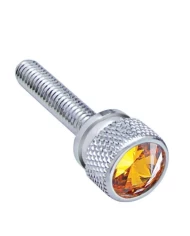 (12/CARD) CHROME KENWORTH DASH LONG SCREWS W/ DIAMOND - AMBER (12/CARD) CHROME KENWORTH DASH LONG SCREWS W/ DIAMOND - AMBER