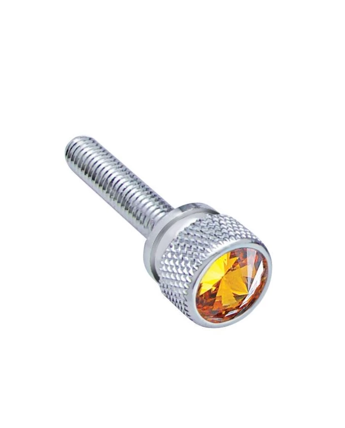 (BULK) CHROME KENWORTH DASH LONG SCREWS W/ DIAMOND - AMBER (BULK) CHROME KENWORTH DASH LONG SCREWS W/ DIAMOND - AMBER