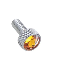 (2/CARD) CHROME PETERBILT SMALL DASH SCREW W/ DIAMOND - AMBER (2/CARD) CHROME PETERBILT SMALL DASH SCREW W/ DIAMOND - AMBER