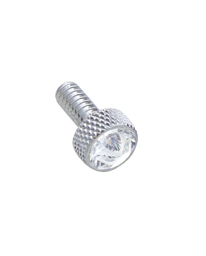 (2/CARD) CHROME PETERBILT SMALL DASH SCREW W/ DIAMOND - CLEAR (2/CARD) CHROME PETERBILT SMALL DASH SCREW W/ DIAMOND - CLEAR