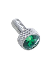 (BULK) CHROME PETERBILT SMALL DASH SCREW W/ DIAMOND - GREEN (BULK) CHROME PETERBILT SMALL DASH SCREW W/ DIAMOND - GREEN