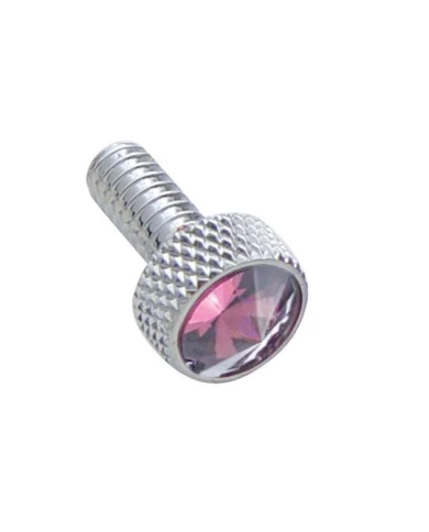(2/CARD) CHROME PETERBILT SMALL DASH SCREW W/ DIAMOND - PURPLE (2/CARD) CHROME PETERBILT SMALL DASH SCREW W/ DIAMOND - PURPLE