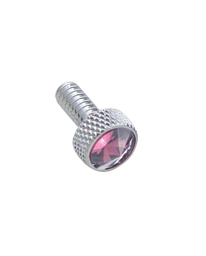 (2/CARD) CHROME PETERBILT SMALL DASH SCREW W/ DIAMOND - PURPLE