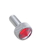 (2/CARD) CHROME PETERBILT SMALL DASH SCREW W/ DIAMOND - RED (2/CARD) CHROME PETERBILT SMALL DASH SCREW W/ DIAMOND - RED