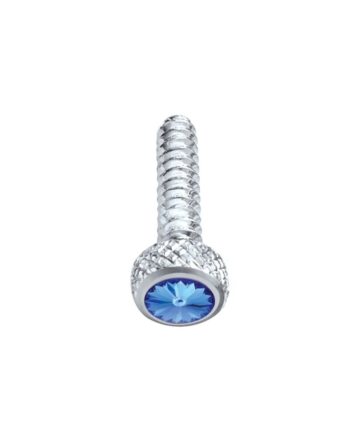(2/CARD) CHROME FREIGHTLINER SHORT DASH SCREW W/ DIAMOND - BLUE