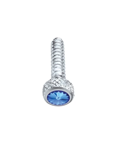 (BULK) CHROME FREIGHTLINER SHORT DASH SCREW W/ DIAMOND - BLUE (BULK) CHROME FREIGHTLINER SHORT DASH SCREW W/ DIAMOND - BLUE