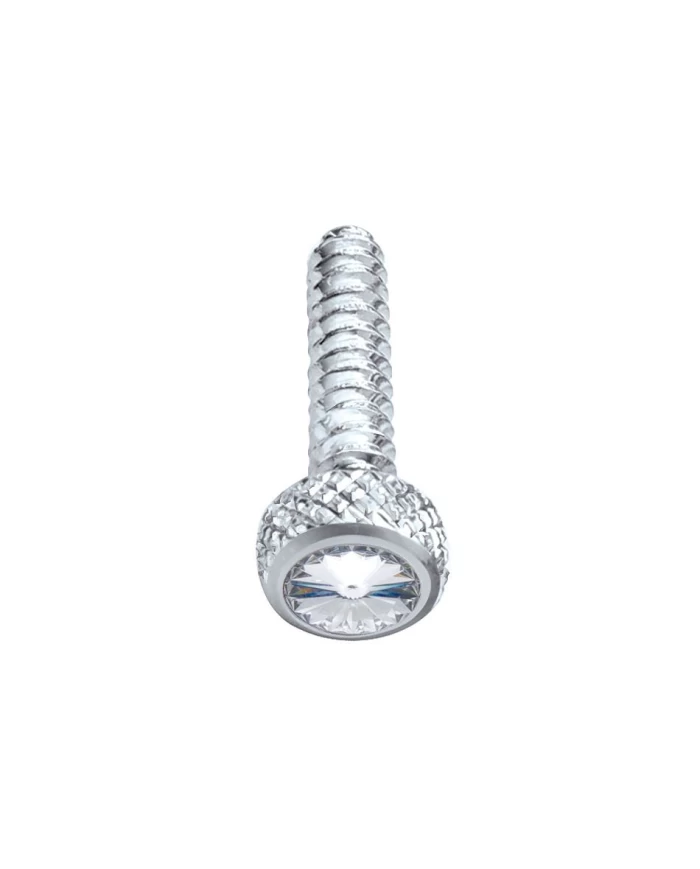 (2/CARD) CHROME FREIGHTLINER SHORT DASH SCREW W/ DIAMOND - CLEAR