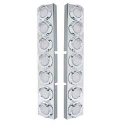 UP33625-SS Front Air Cleaner Bracket With 14X 9 Amber LED 2" Lights & Visors Bezel For KW Trucks -Clear Lens