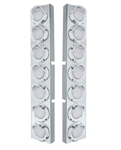 UP33625-SS Front Air Cleaner Bracket With 14X 9 Amber LED 2" Lights & Visors Bezel For KW Trucks -Clear Lens
