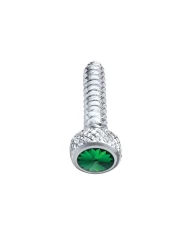 (2/CARD) CHROME FREIGHTLINER SHORT DASH SCREW W/ DIAMOND - GREEN