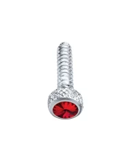 (2/CARD) CHROME FREIGHTLINER SHORT DASH SCREW W/ DIAMOND - RED