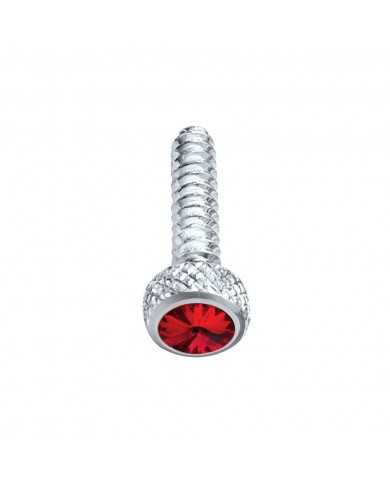 (BULK) CHROME FREIGHTLINER SHORT DASH SCREW W/ DIAMOND - RED (BULK) CHROME FREIGHTLINER SHORT DASH SCREW W/ DIAMOND - RED