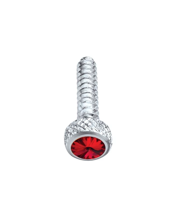 (BULK) CHROME FREIGHTLINER SHORT DASH SCREW W/ DIAMOND - RED