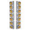 UP33626-SS Front Air Cleaner Bracket With 14X 9 Amber LED 2" Reflector Lights & Visors For KW Trucks-Amber Lens
