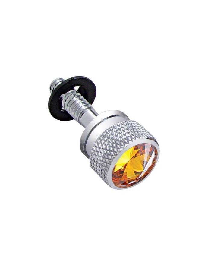 (6/CARD) CHROME PETERBILT DASH SCREW W/ DIAMOND - AMBER (6/CARD) CHROME PETERBILT DASH SCREW W/ DIAMOND - AMBER