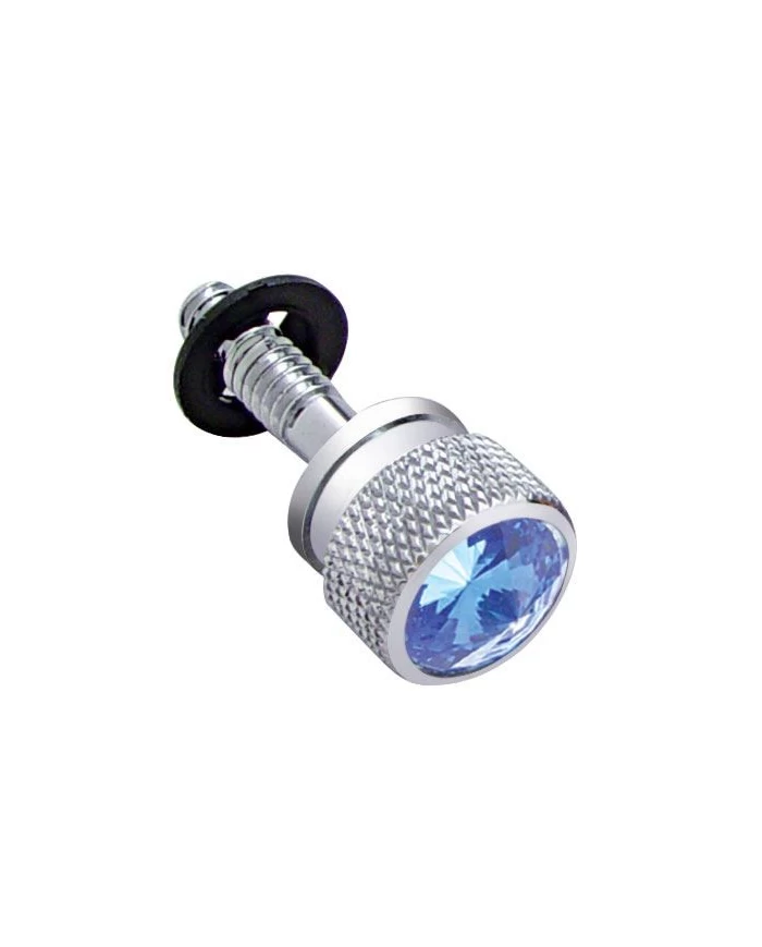 (6/CARD) CHROME PETERBILT DASH SCREW W/ DIAMOND - BLUE (6/CARD) CHROME PETERBILT DASH SCREW W/ DIAMOND - BLUE