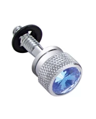 (6/CARD) CHROME PETERBILT DASH SCREW W/ DIAMOND - BLUE (6/CARD) CHROME PETERBILT DASH SCREW W/ DIAMOND - BLUE