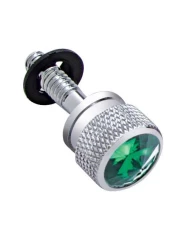 (6/CARD) CHROME PETERBILT DASH SCREW W/ DIAMOND - GREEN (6/CARD) CHROME PETERBILT DASH SCREW W/ DIAMOND - GREEN