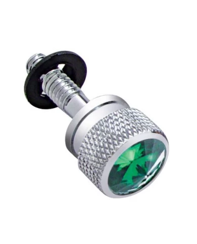 (BULK) CHROME PETERBILT DASH SCREW W/ DIAMOND - GREEN (BULK) CHROME PETERBILT DASH SCREW W/ DIAMOND - GREEN