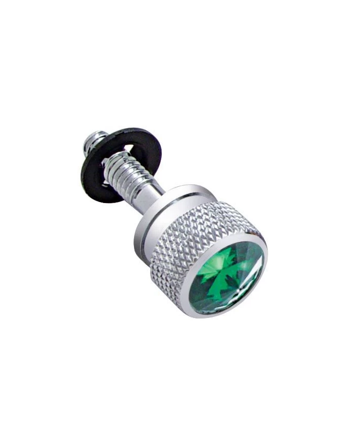 (BULK) CHROME PETERBILT DASH SCREW W/ DIAMOND - GREEN (BULK) CHROME PETERBILT DASH SCREW W/ DIAMOND - GREEN