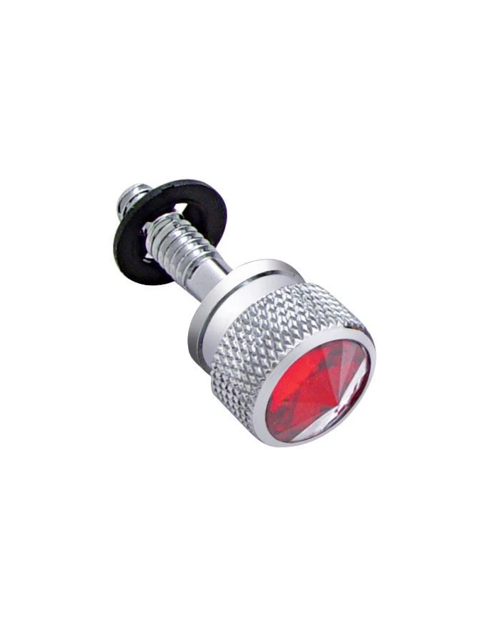 (6/CARD) CHROME PETERBILT DASH SCREW W/ DIAMOND - RED