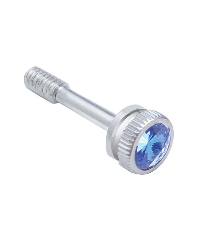 (BULK) CHROME PETERBILT 357 DASH SCREW W/ DIAMOND - BLUE (BULK) CHROME PETERBILT 357 DASH SCREW W/ DIAMOND - BLUE