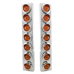 UP33630-SS Front Air Cleaner Brkt With 14X 9 Amber LED 2" Beehive Lights & Visors For KW Trucks -Amber Lens
