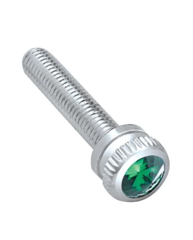 (6/CARD) CHROME 2002 KENWORTH DASH SCREW W/ DIAMOND - GREEN (6/CARD) CHROME 2002 KENWORTH DASH SCREW W/ DIAMOND - GREEN