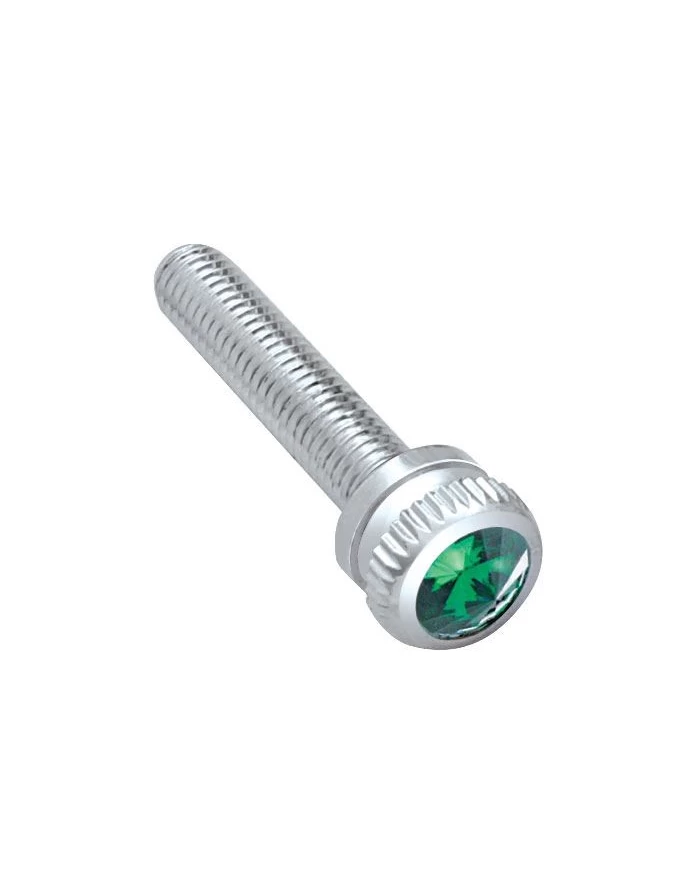 (6/CARD) CHROME 2002 KENWORTH DASH SCREW W/ DIAMOND - GREEN (6/CARD) CHROME 2002 KENWORTH DASH SCREW W/ DIAMOND - GREEN