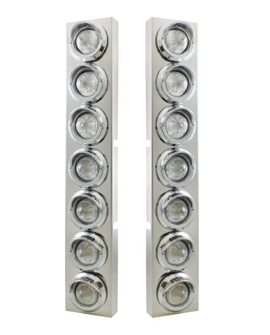 UP33631-SS Front Air Cleaner Brkt With 14X 9 Amber LED 2" Beehive Lights & Visors For KW Trucks -Clear Lens
