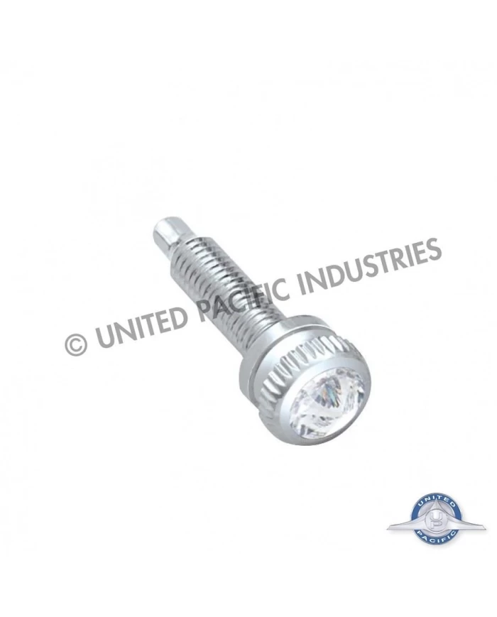 (6/CARD) CHROME INTERNATIONAL SHORT DASH SCREW W/ DIAMOND - CLEAR (6/CARD) CHROME INTERNATIONAL SHORT DASH SCREW W/ DIAMOND - CLEAR