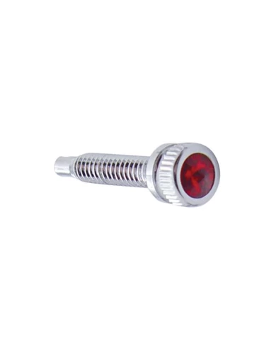 (6/CARD) CHROME INTERNATIONAL SHORT DASH SCREW W/ DIAMOND - RED (6/CARD) CHROME INTERNATIONAL SHORT DASH SCREW W/ DIAMOND - RED