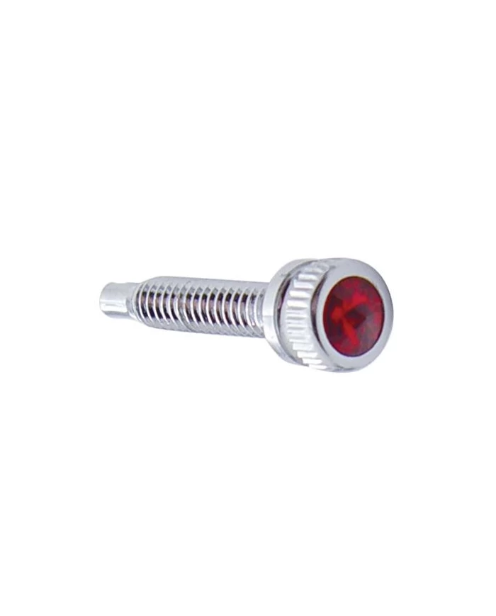 (6/CARD) CHROME INTERNATIONAL SHORT DASH SCREW W/ DIAMOND - RED