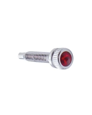 (6/CARD) CHROME INTERNATIONAL SHORT DASH SCREW W/ DIAMOND - RED (6/CARD) CHROME INTERNATIONAL SHORT DASH SCREW W/ DIAMOND - RED