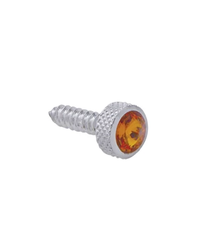 (6/CARD) CHROME KENWORTH UPPER DASH SCREW W/ DIAMOND - AMBER (6/CARD) CHROME KENWORTH UPPER DASH SCREW W/ DIAMOND - AMBER