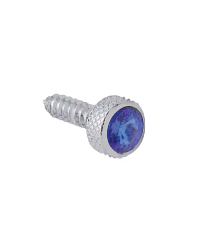 (6/CARD) CHROME KENWORTH UPPER DASH SCREW W/ DIAMOND - BLUE (6/CARD) CHROME KENWORTH UPPER DASH SCREW W/ DIAMOND - BLUE