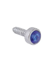 (6/CARD) CHROME KENWORTH UPPER DASH SCREW W/ DIAMOND - BLUE (6/CARD) CHROME KENWORTH UPPER DASH SCREW W/ DIAMOND - BLUE