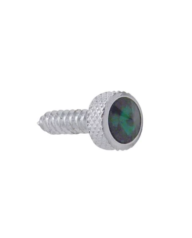 (6/CARD) CHROME KENWORTH UPPER DASH SCREW W/ DIAMOND - GREEN (6/CARD) CHROME KENWORTH UPPER DASH SCREW W/ DIAMOND - GREEN