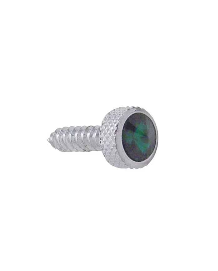(6/CARD) CHROME KENWORTH UPPER DASH SCREW W/ DIAMOND - GREEN (6/CARD) CHROME KENWORTH UPPER DASH SCREW W/ DIAMOND - GREEN